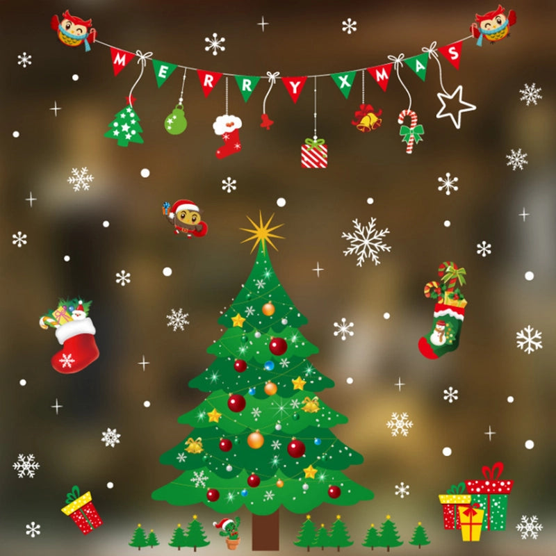 Christmas Cartoon Style Christmas Socks Snowman PVC Holiday Car Window Stickers