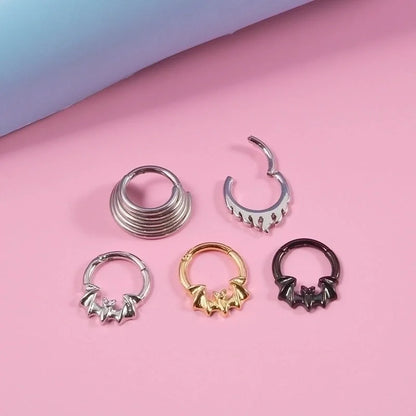 1 Piece Nose Rings & Studs Minimalist Flame Bat 304 Stainless Steel Plating 18K Gold Plated