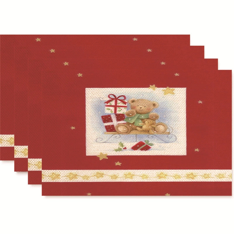 Christmas Nordic Style Christmas Tree Bow Knot Snowflake Linen Cotton And Linen Placemat