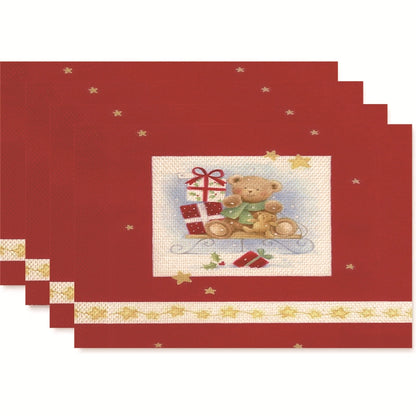 Christmas Nordic Style Christmas Tree Bow Knot Snowflake Linen Cotton And Linen Placemat