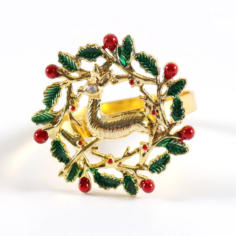 Cute Christmas Tree Santa Claus Alloy Napkin Rings 1 Set Of 6