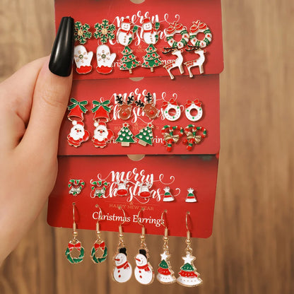 2 Pieces 1 Set Fashion Christmas Tree Santa Claus Christmas Socks Enamel Alloy Drop Earrings