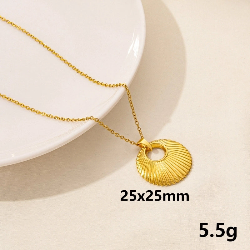 Minimalist Geometric Round 304 Stainless Steel Plating Pendant Necklace