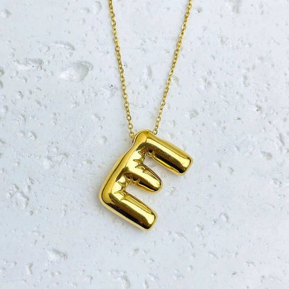 Fashion Balloon Letter Necklace Titanium Steel 26 English Letter Necklace 3D Three-Dimensional Gold Plating Non-Fading