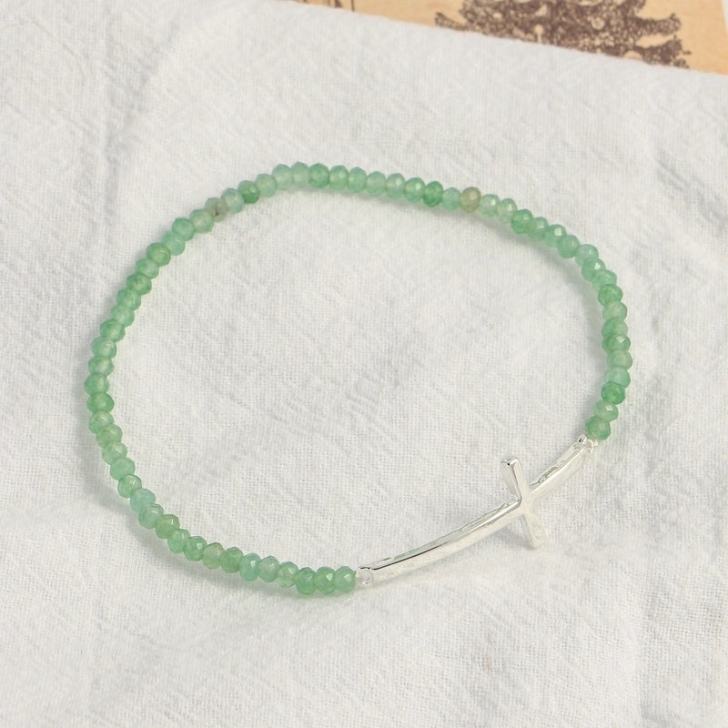 Minimalist Cross Beaded Copper Bracelets