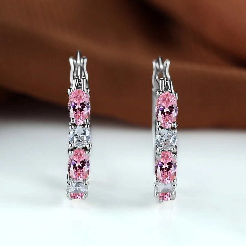 1 Pair Fashion Geometric Copper Inlay Zircon Earrings