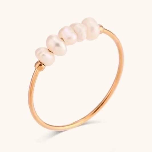 Elegant Minimalist Geometric Stainless Steel Pearl Rings 1 Piece