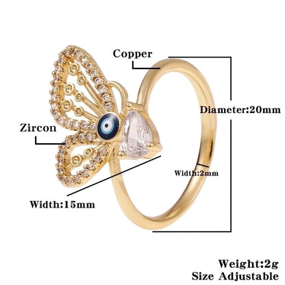 Fashion Enamel Drip Oil Evil Eye Retro Copper Tail Ring