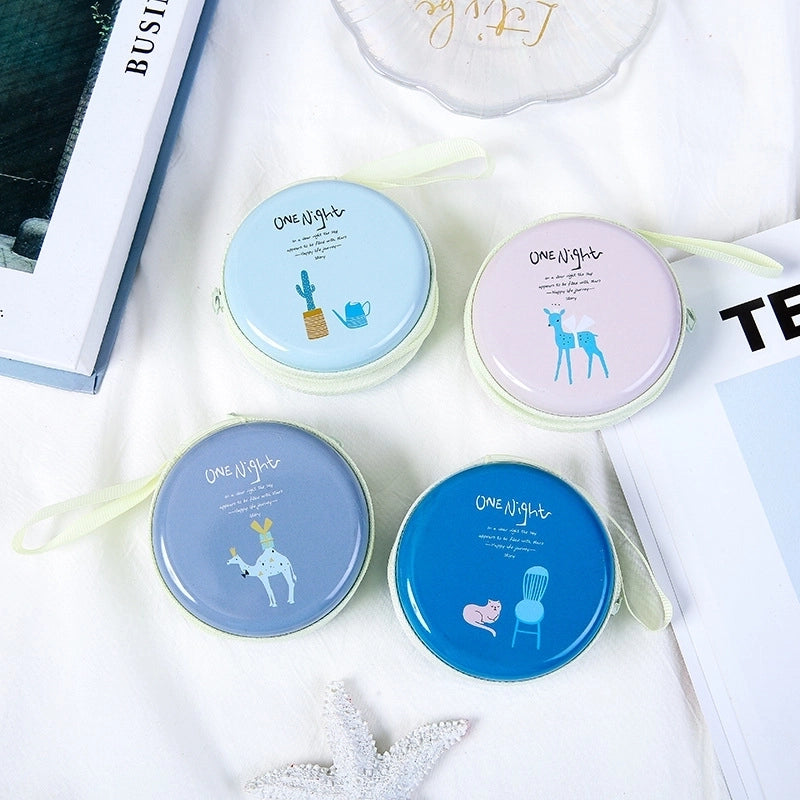 3 Pieces Women'S Cartoon Tinplate Zipper Coin Purses