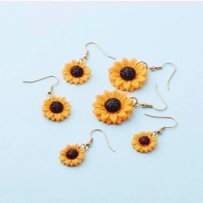 1 Pair Elegant Sunflower Plating Stainless Steel Gold Plated Drop Earrings