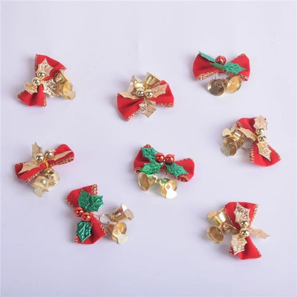 Factory Direct Christmas Bow With Iron Bell Decoration Christmas Wreath Mini Bow With Bell