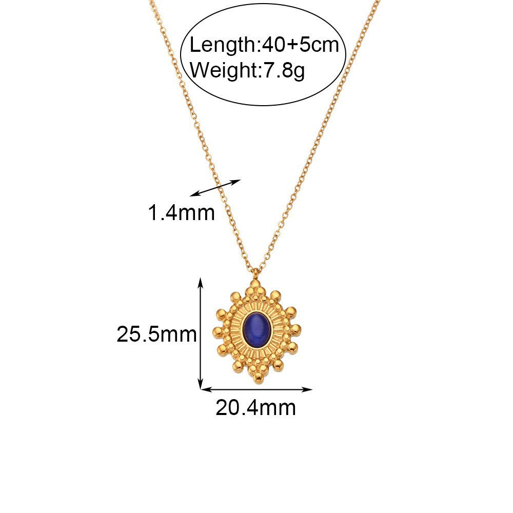 Fashion Ellipse Quadrilateral Round Geometric Stainless Steel 18K Gold Plated Necklaces