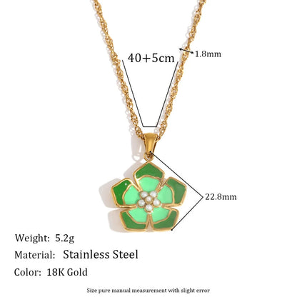 Fashion Petal Geometric Flower Stainless Steel Electroplating Necklaces