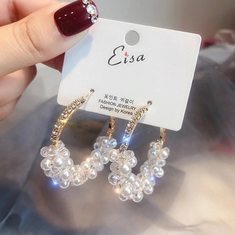 1 Pair Minimalist Geometric Plating Inlay Alloy Artificial Pearls Rhinestones Earrings