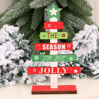 Christmas Decorations Wooden Diy Mini English Alphabet Christmas Tree Desktop Office Decorations