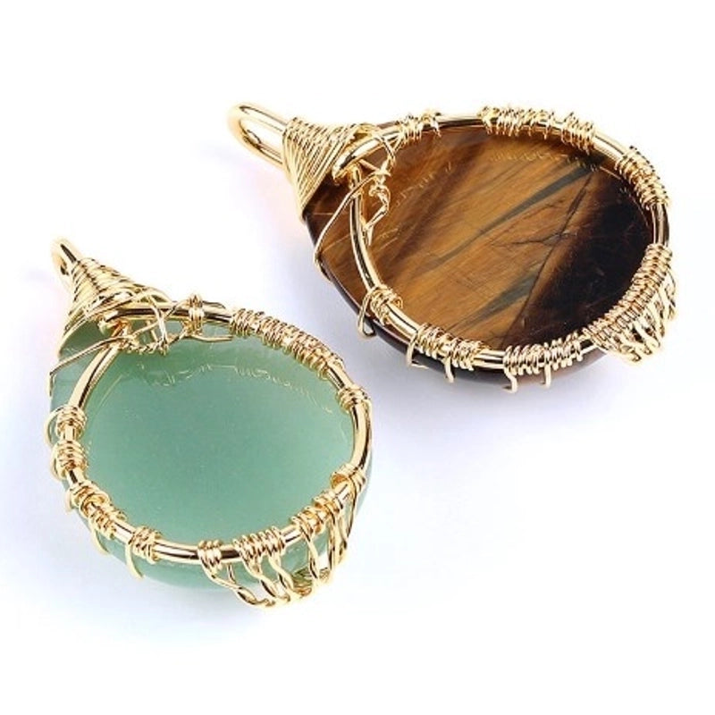 Ig Style Minimalist Tree Water Droplets Natural Stone Crystal Opal Women's Pendant Necklace Necklace Pendant