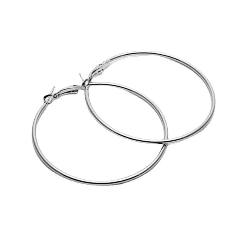 1 Pair Minimalist Solid Color Stainless Steel Hoop Earrings