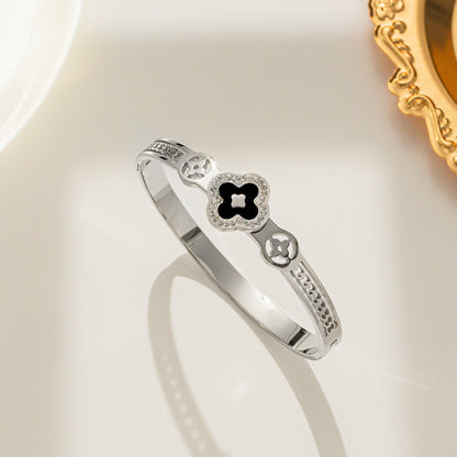 Moderate Luxury Titanium Steel 18K Gold Plated Bangles