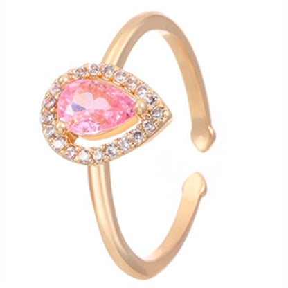 Copper Gold Plated Silver Plated Inlay Geometric Cross Zircon Open Rings