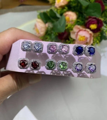 Korean Style Geometric Copper Zircon Pendant Necklace Ear Studs 1 Set