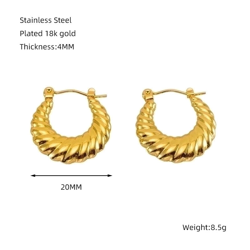 1 Piece Minimalist Classic Style Solid Color Polishing Plating Stainless Steel Titanium Steel Titanium Steel 18K Gold Plated Earrings