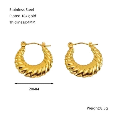 1 Piece Minimalist Classic Style Solid Color Polishing Plating Stainless Steel Titanium Steel Titanium Steel 18K Gold Plated Earrings
