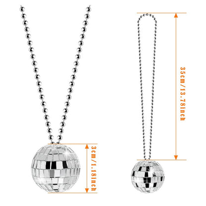 2 Pieces Disco Mirror Ball Necklace Reflective 2025 Party Christmas Decoration