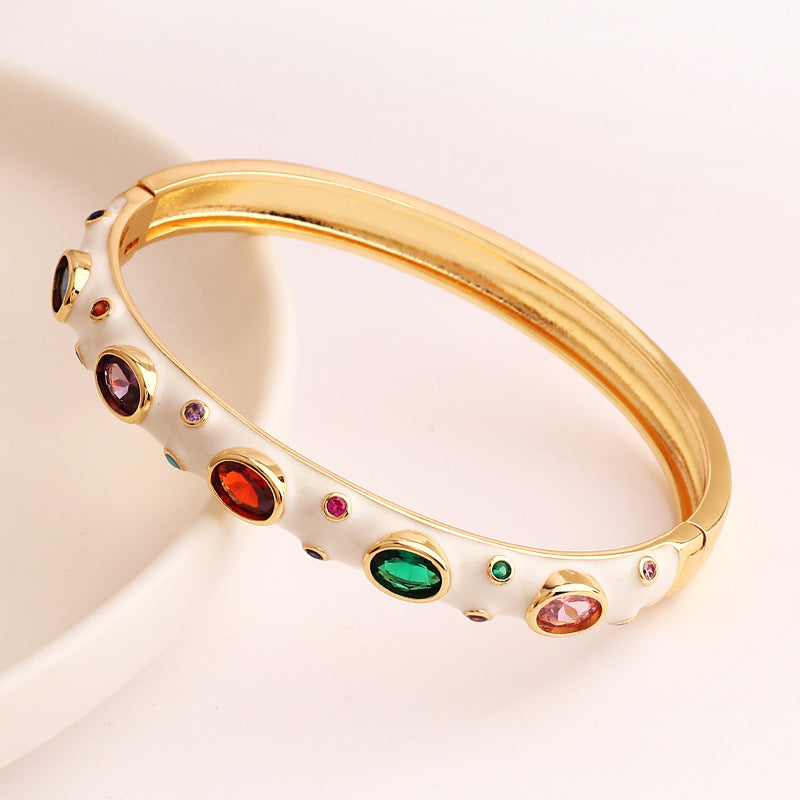 2 Pieces Fashion Round Circle Copper Electroplating Bangles