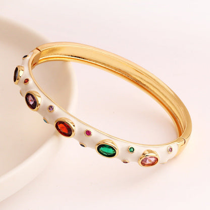 2 Pieces Fashion Round Circle Copper Electroplating Bangles