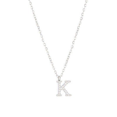 Minimalist Letter 304 Stainless Steel Zircon 16K Gold Plated White Gold Plated Plating Inlay Pendant Necklace