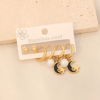 Fashion Heart Star Stainless Steel Electroplating Earrings