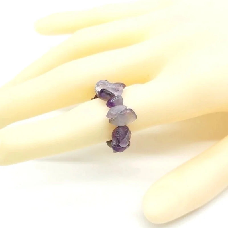 20 Pieces Ethnic Style Geometric Metal Beaded Natural Stone Rings