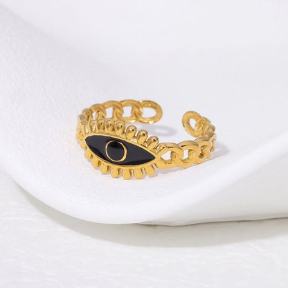 Casual Minimalist Geometric 304 Stainless Steel Hollow Out Inlay Open Rings