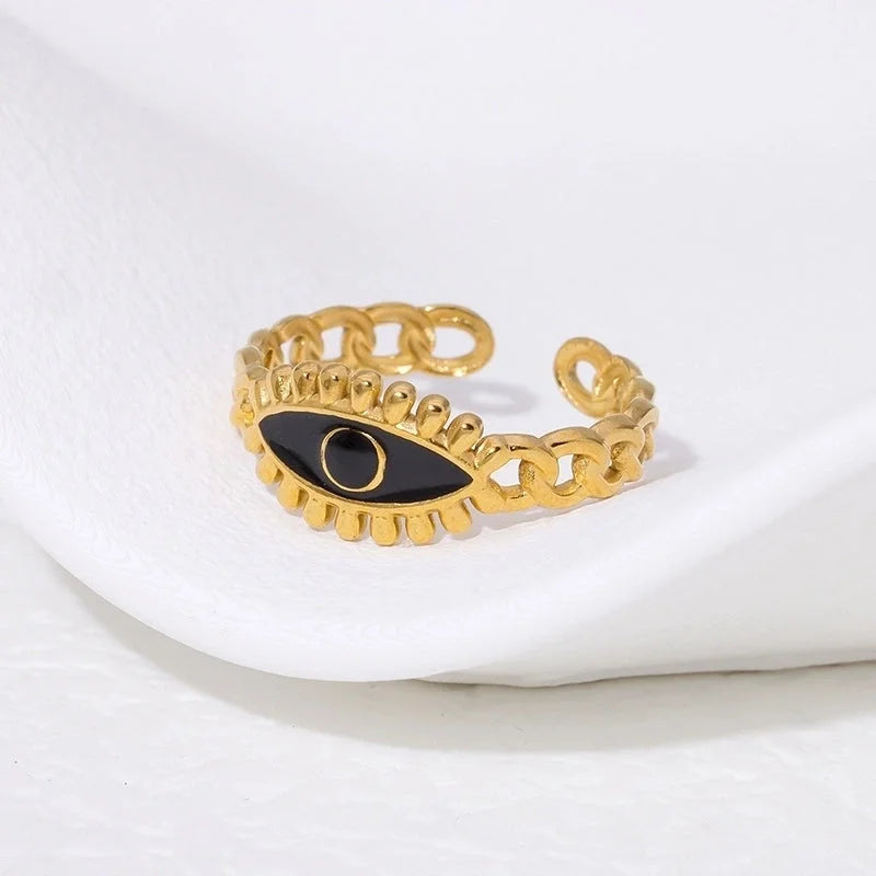 Casual Minimalist Geometric 304 Stainless Steel Hollow Out Inlay Open Rings