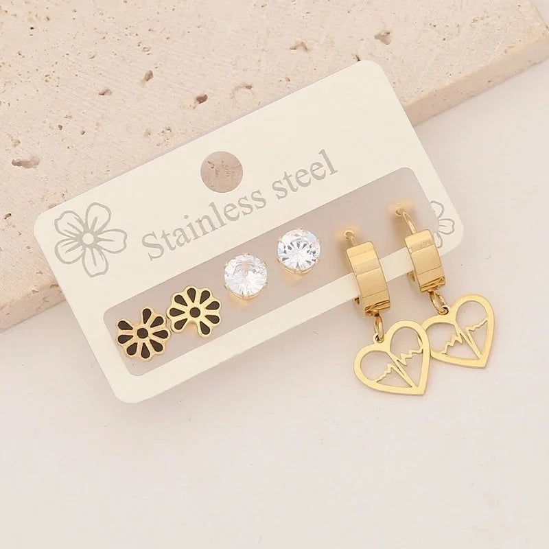 1 Set Elegant Minimalist Heart Shape Butterfly Plating Stainless Steel Drop Earrings