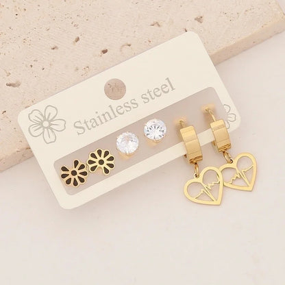 1 Set Elegant Minimalist Heart Shape Butterfly Plating Stainless Steel Drop Earrings