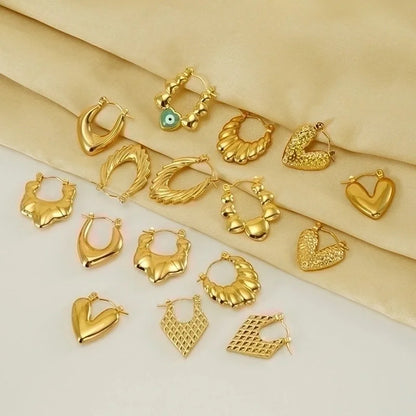 1 Pair Elegant Solid Color Plating Stainless Steel Titanium Steel 18K Gold Plated Earrings