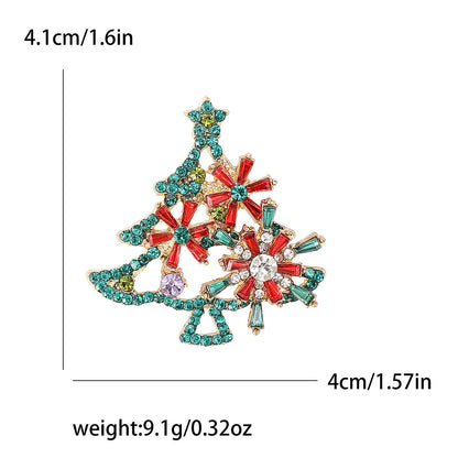 Fashion Pin Christmas Tree Alloy Inlay Rhinestones Women'S Brooches