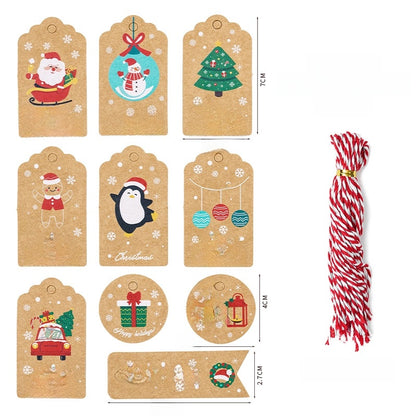Christmas Fashion Christmas Tree Santa Claus Snowman Kraft Paper Party Hanging Ornaments