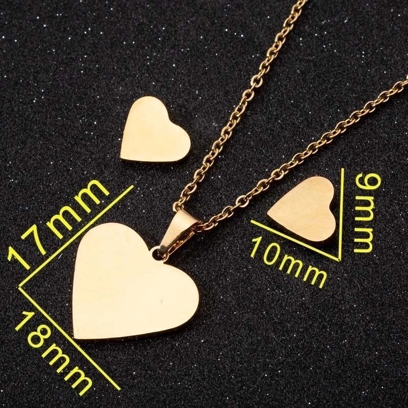 Minimalist Geometric Leaf Heart Shape Stainless Steel Plating Earrings Necklace 1 Set