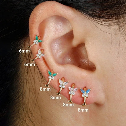 1 Piece Minimalist Color Block Butterfly Plating Copper Huggie Earrings