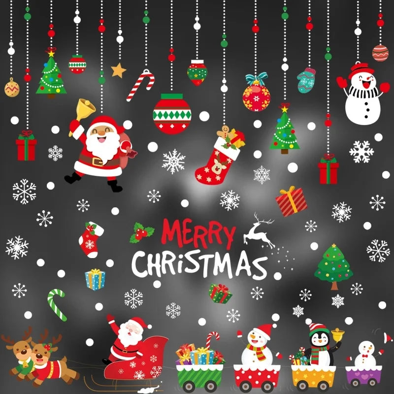 Christmas Casual Christmas Tree Santa Claus PVC Wall Sticker