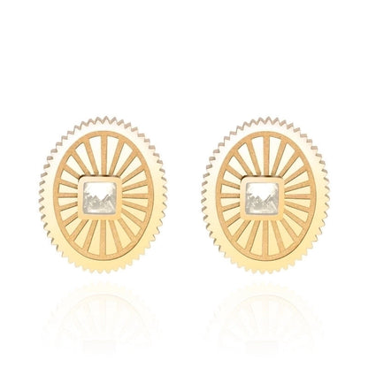 1 Pair Casual Oval Heart Shape Rectangle Enamel Plating Inlay 304 Stainless Steel Zircon Drop Earrings