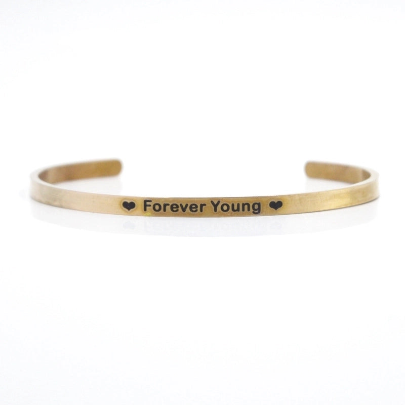 Casual Minimalist Letter Stainless Steel Cuff Bracelets