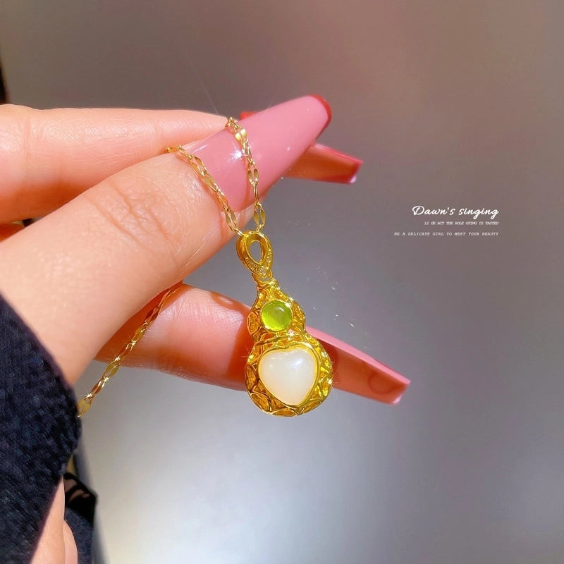 Fashion Geometric Titanium Steel Copper Plating Artificial Diamond Necklace