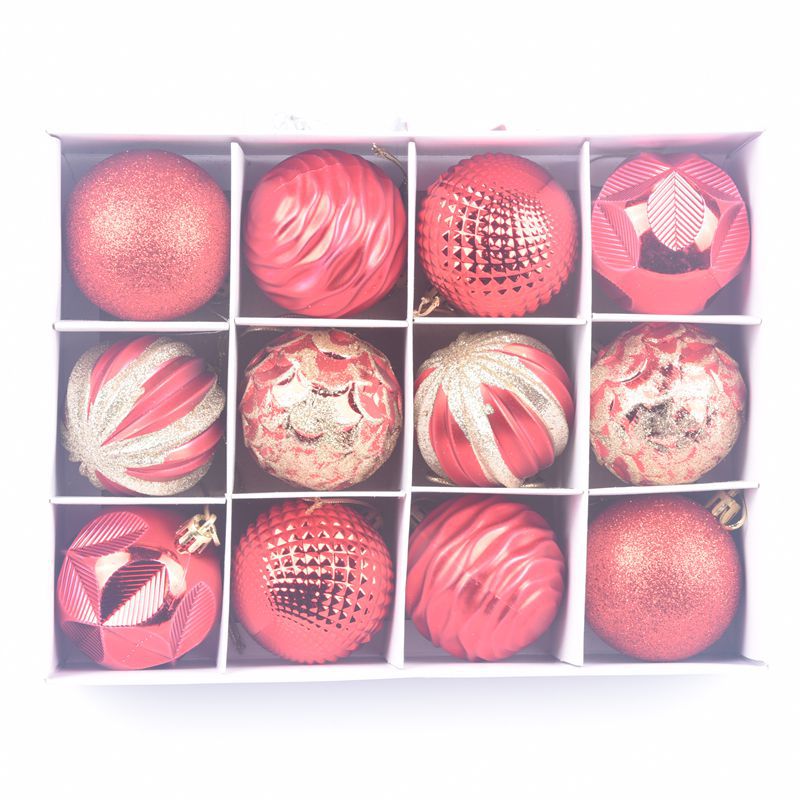 Hot-selling Christmas Supplies Gift Decoration Colorful Balls 6cm 12-pack Boxed Painted Irregular Christmas Balls