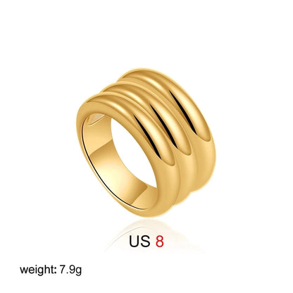 IG Style Elegant Geometric Copper Mixed Metal Rings