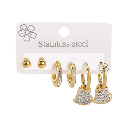 1 Set Minimalist Commute Star Heart Shape Butterfly 304 Stainless Steel Drop Earrings Ear Studs