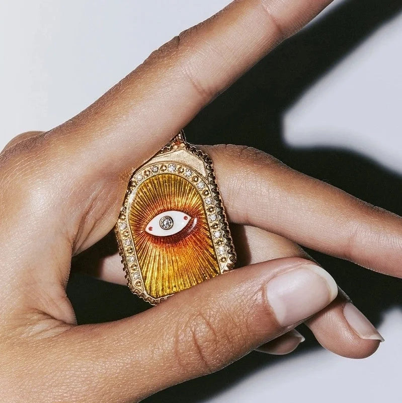 Copper Gold Plated Enamel Tarot Pendant Necklace