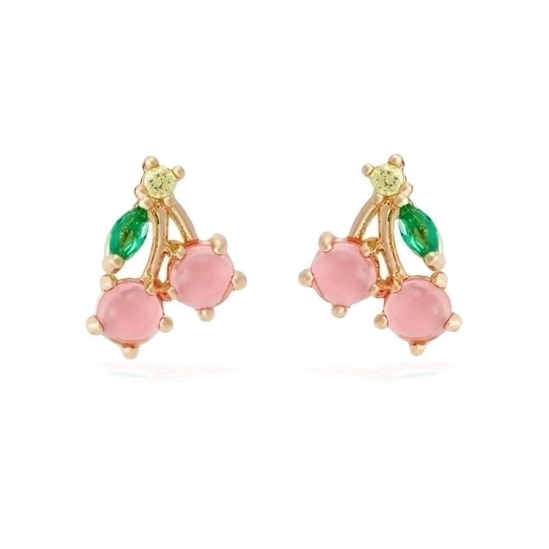Fruit Vegetable Stud 18k Real Gold Color Zirconium Copper Earrings